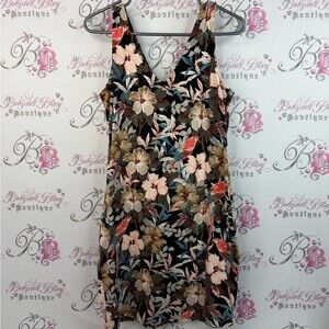 Dynamite dress flowers bird parrot tropical green black Multicolor Floral Dress